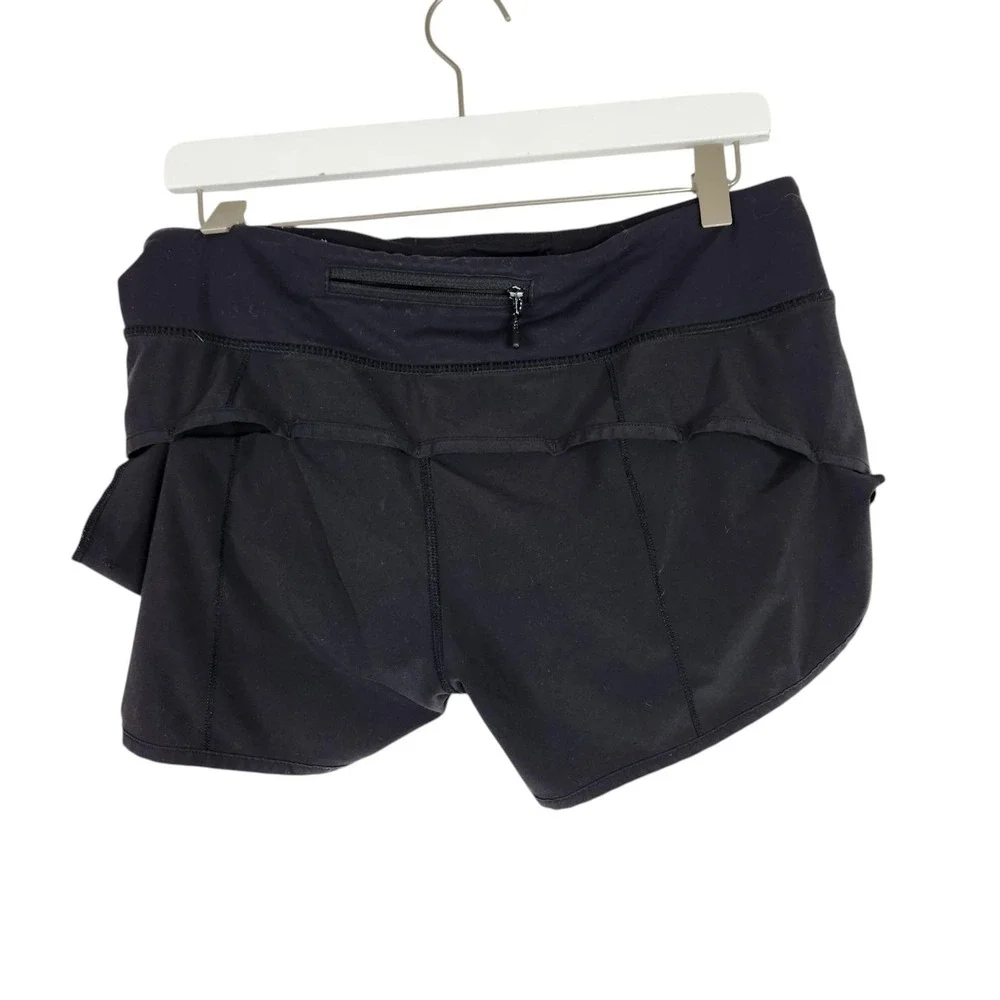 LULULEMON Speed Shorts Womens 6 Black Lined Running Layered Side Pocket 2.5